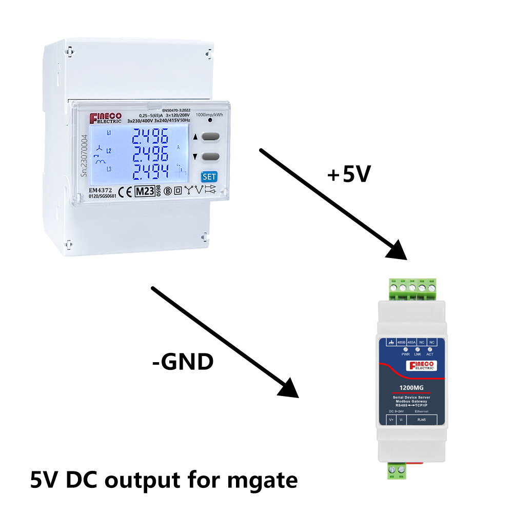 EM4372 5(65)A 三相智能电表 ~ 65A ~Modbus ~ 智能功率分析仪