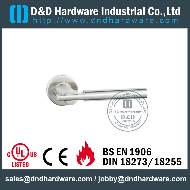 用于入口钢门的镀铬 T 形内部实心杠杆门把手 -DDSH046
