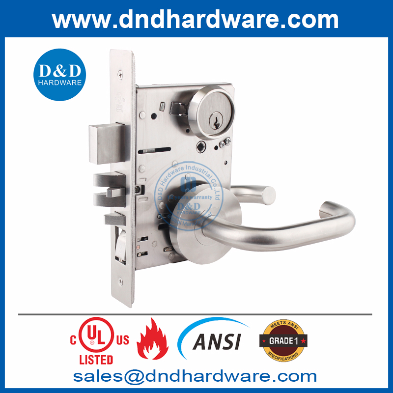 UL ANSI Grade 1 SS304 Fire Rated Mortise Wooden Door Lock-DDAL20 F20