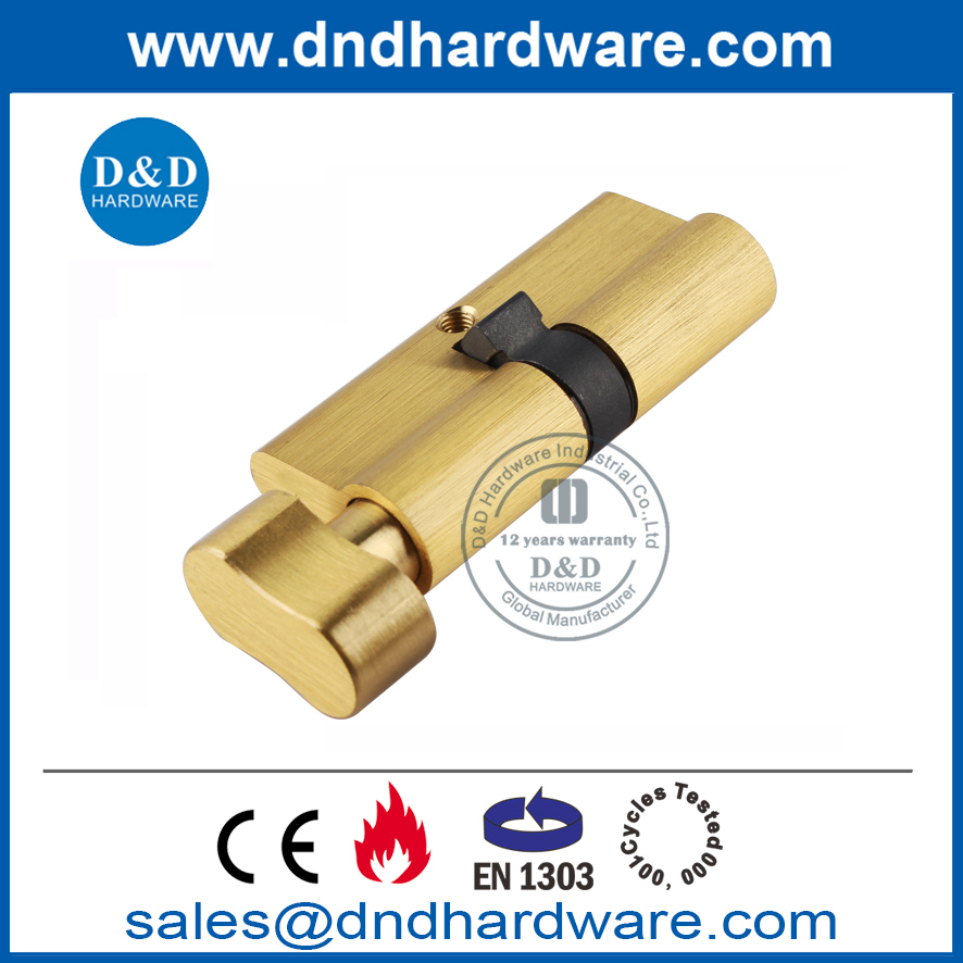 Cilindro Euro Lock de Segurança de Latão Satin com Thumbturn-DDLC007