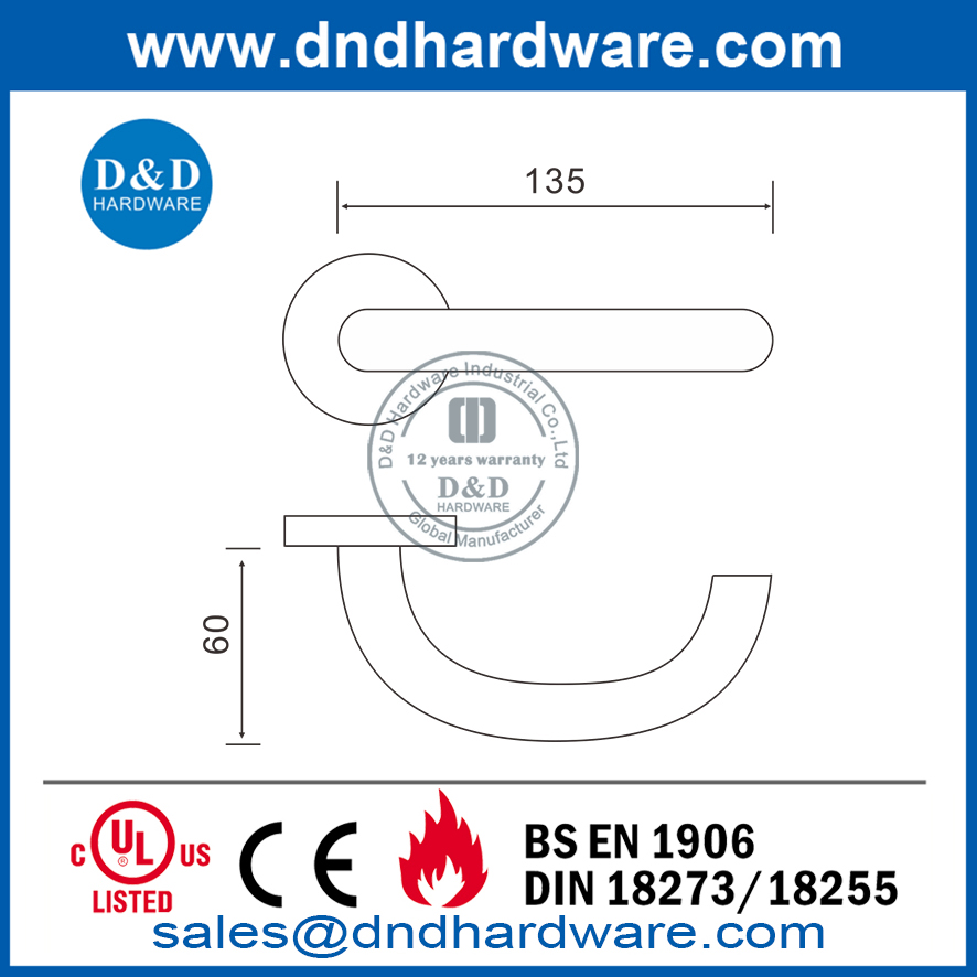 Alavanca de porta comercial moderna de aço inoxidável-DDTH014