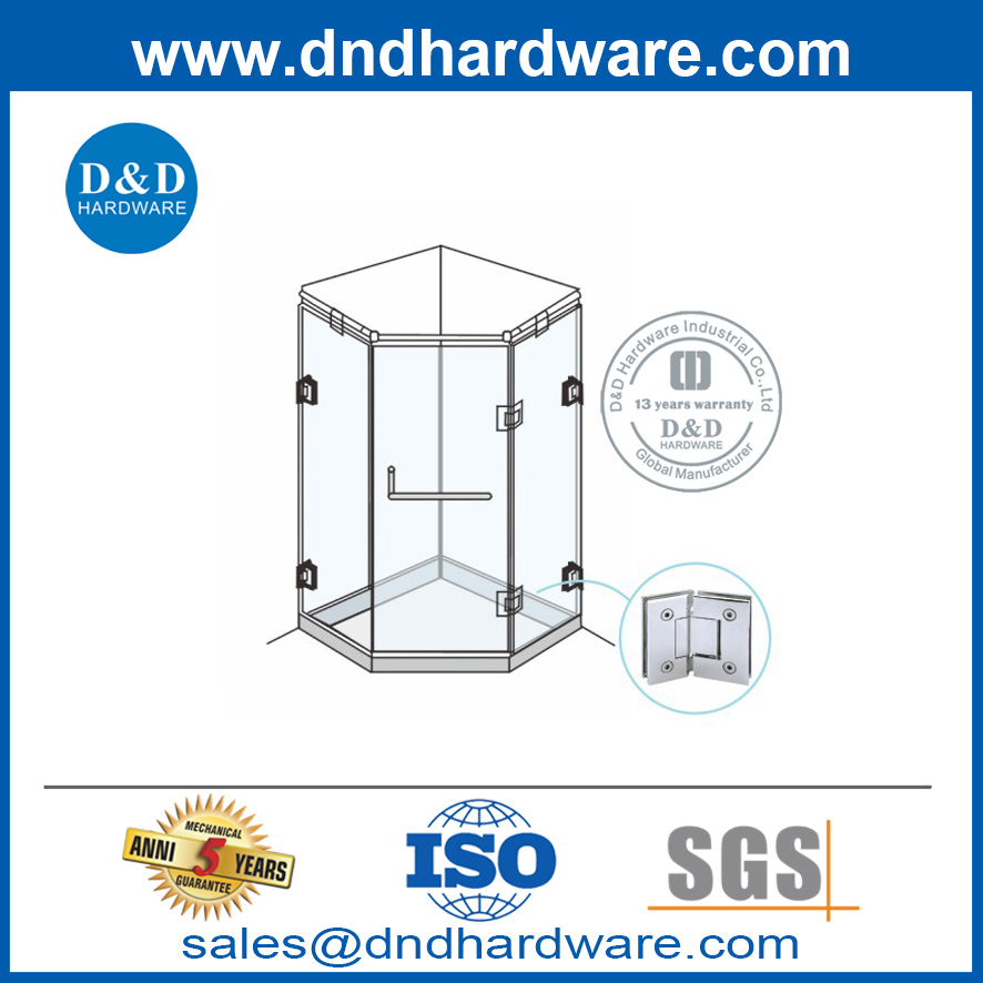 Tipos de acero inoxidable de 135 grados de bisagras para puertas de vidrio sin marco-DDGH003