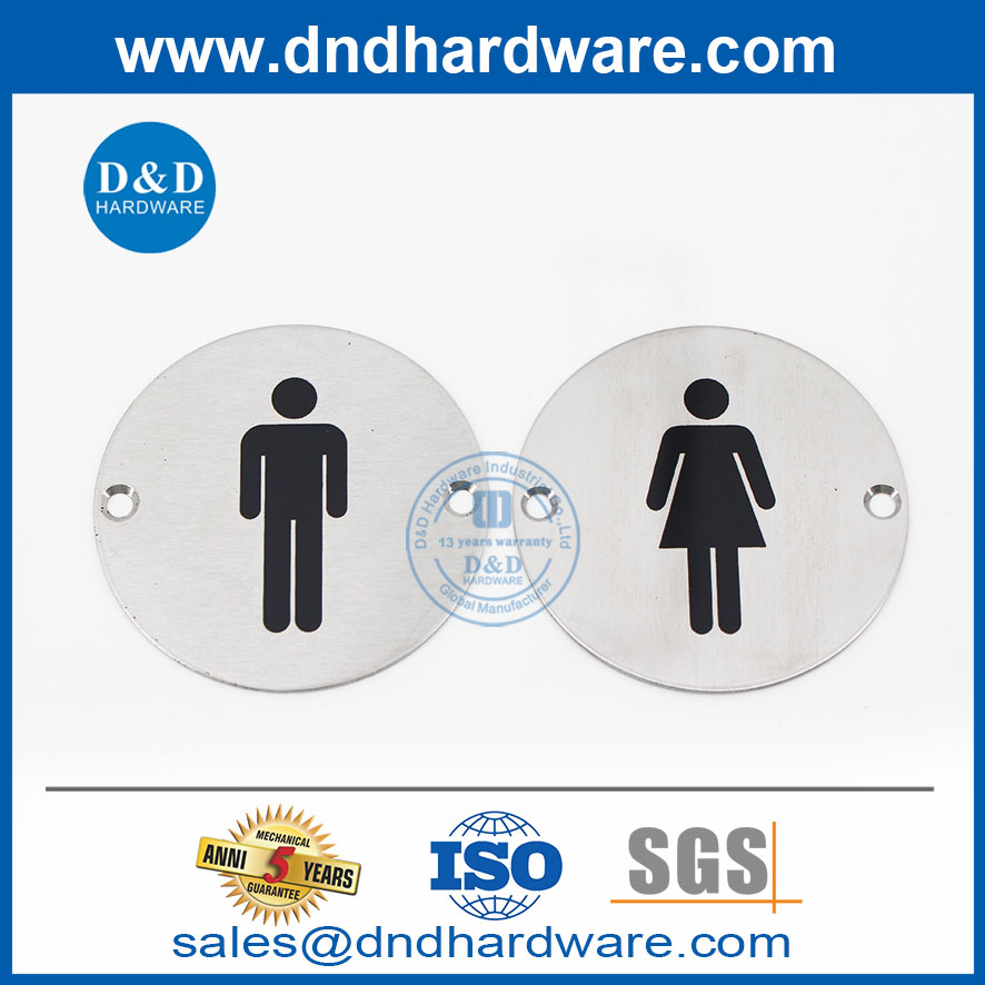 Placa de sinalização de porta de banheiro desabilitada de aço inoxidável tipo quadrado-DDSP