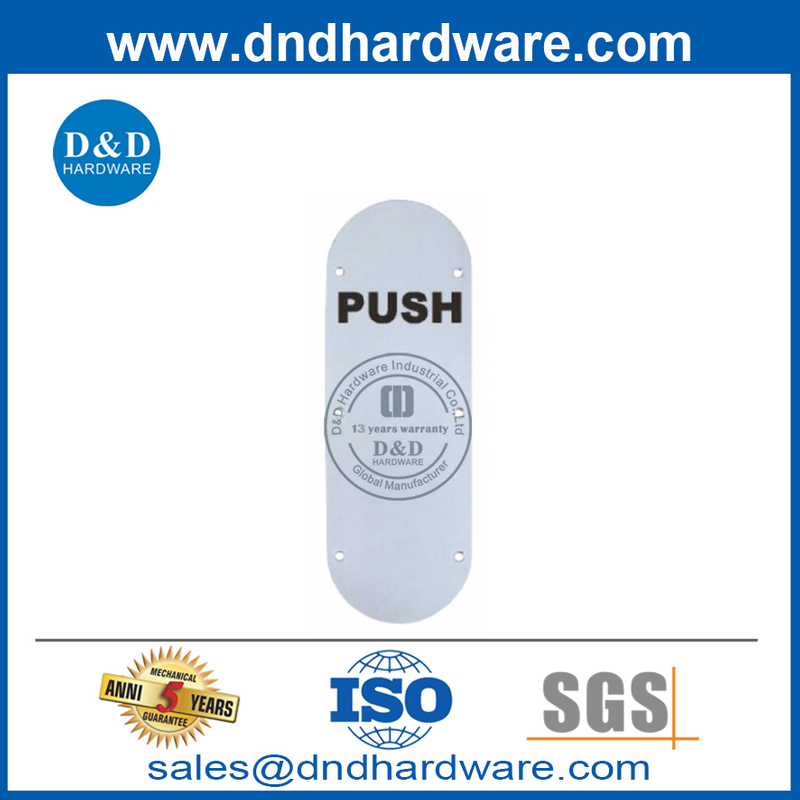 Placa de sinalização push tipo redondo de aço inoxidável para porta externa-DDSP006