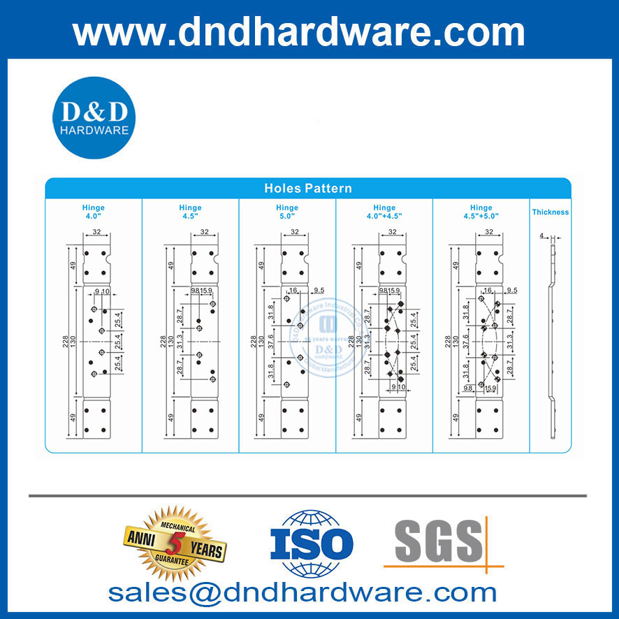 แผ่นเหล็กสังกะสีบานพับบานพับแผ่นเสริมสำหรับเฟรมประตู DDHR001