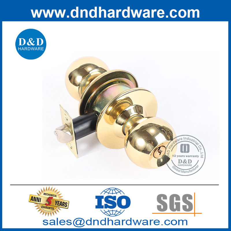ล็อคประตูมือจับทองเหลืองโปแลนด์ในโลหะผสมสังกะสีสำหรับประตูเหล็ก DDLK062