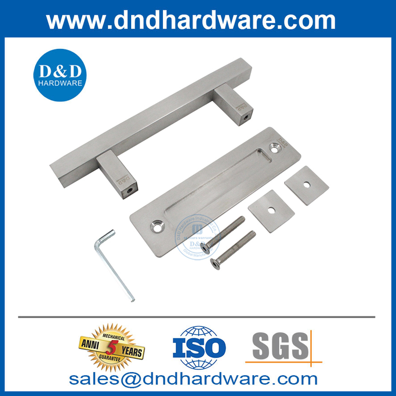 สแตนเลสซาตินสตีลสองสี่เหลี่ยมสี่เหลี่ยมเลื่อนประตูโรงนามือจับ DDBD104