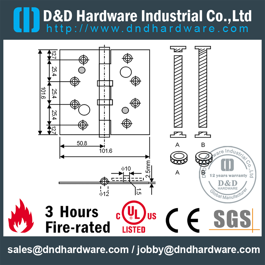 DDBH011-Solid Brass Doppel-Sicherheitsscharnier für Holzinnentüren