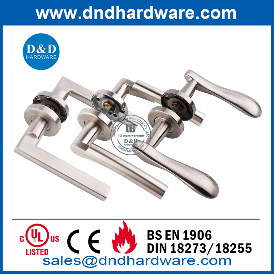 Manija de palanca de níquel de seguridad de acero inoxidable para puerta industrial-DDSH028