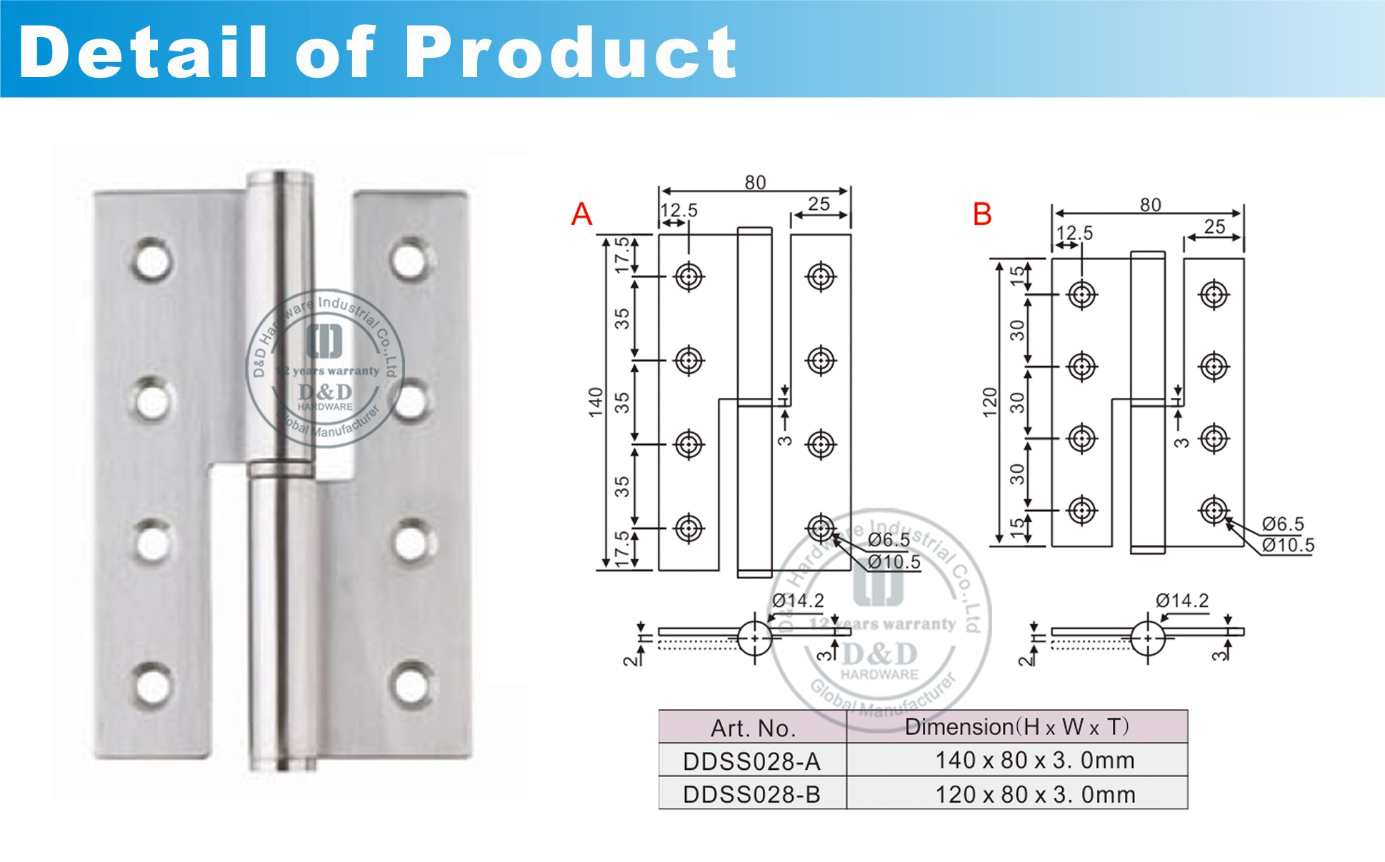 Ferro de hardware flutuante de DDDSS028-D & D