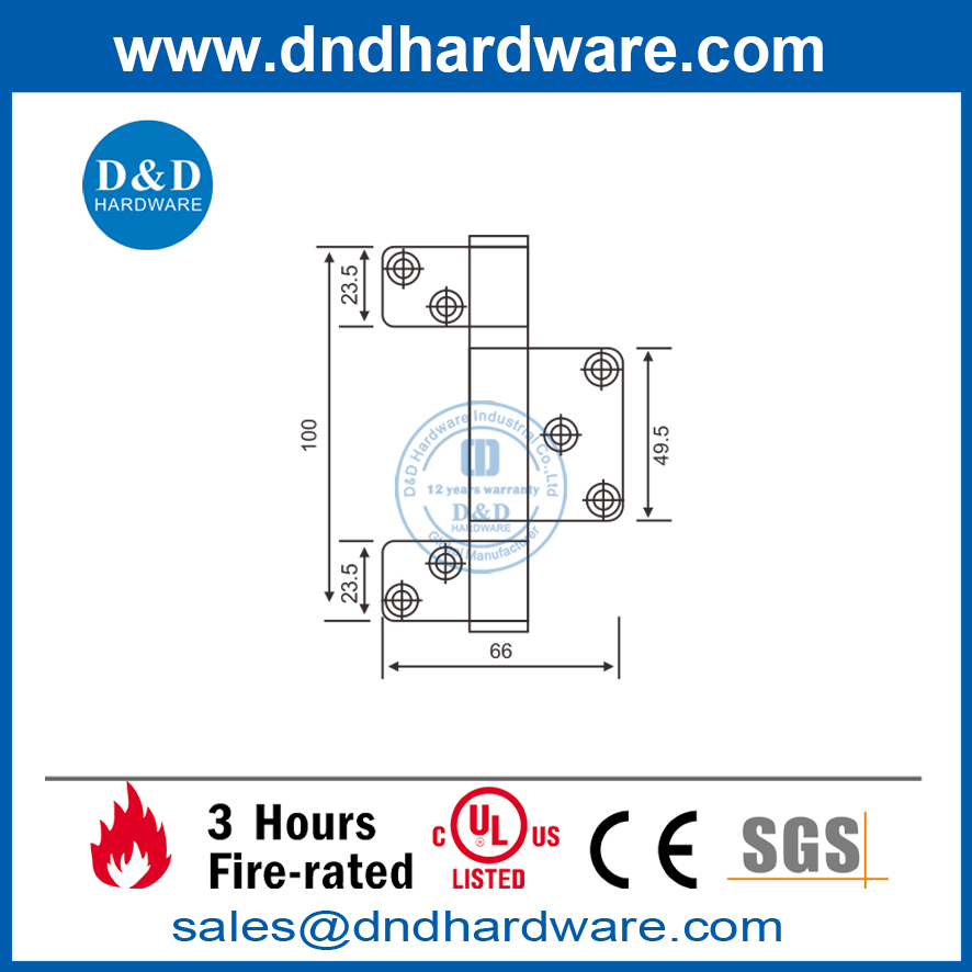 SUS316折れ戸用三葉ボールベアリングヒンジ-DDSS042