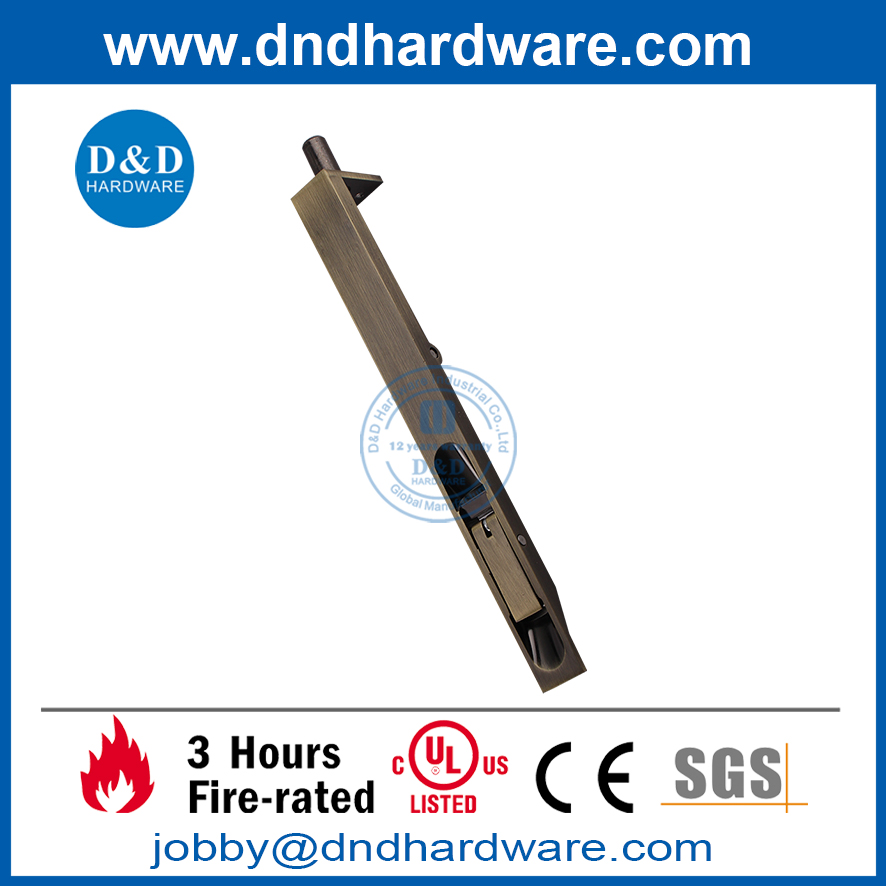 用于金属门的重型不锈钢仿古黄铜平门螺栓 -DDDB001