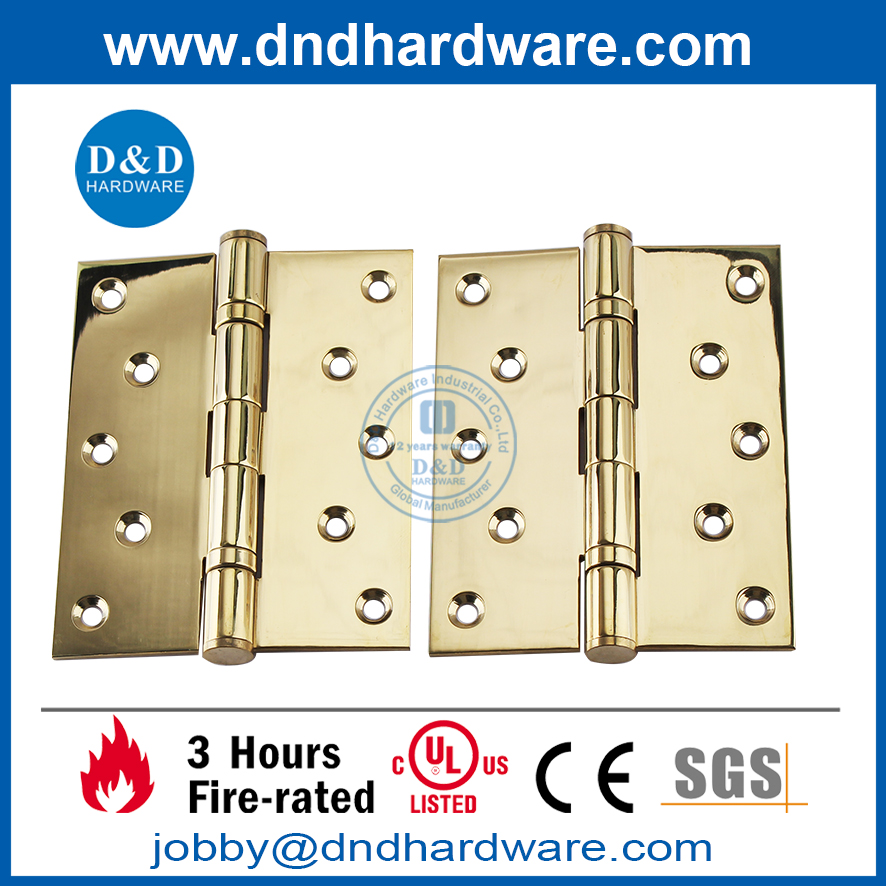 Dobradiça da porta com acabamento polido de latão polido e acabamento polido SS304 2BB UL-DDSS007-FR-5x4x3mm