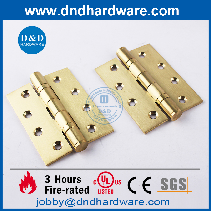 SS304 4x3x3 抛光黄铜染色防火门铰链用于室内门 -DDSS001