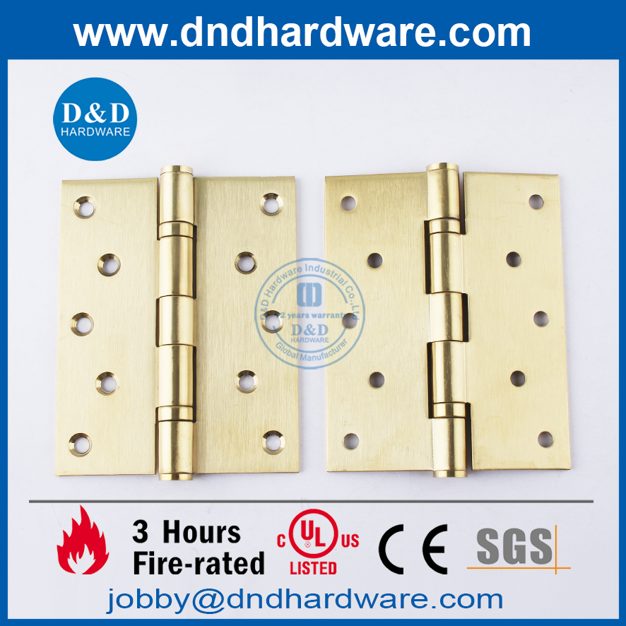 Bisagra de puerta de latón pulido 2BB con clasificación de fuego UL SS304-DDSS007-FR-5x4x3mm
