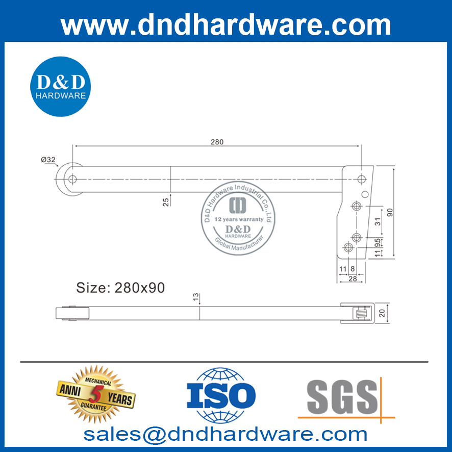 Coordinador de puerta universal de acero inoxidable para puerta doble-DDDR002-A