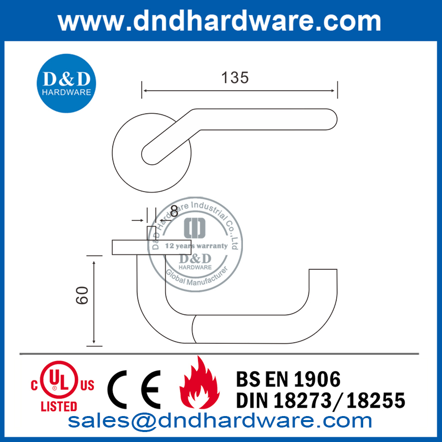 La mejor manija de palanca de puerta de madera de acero inoxidable-DDTH016