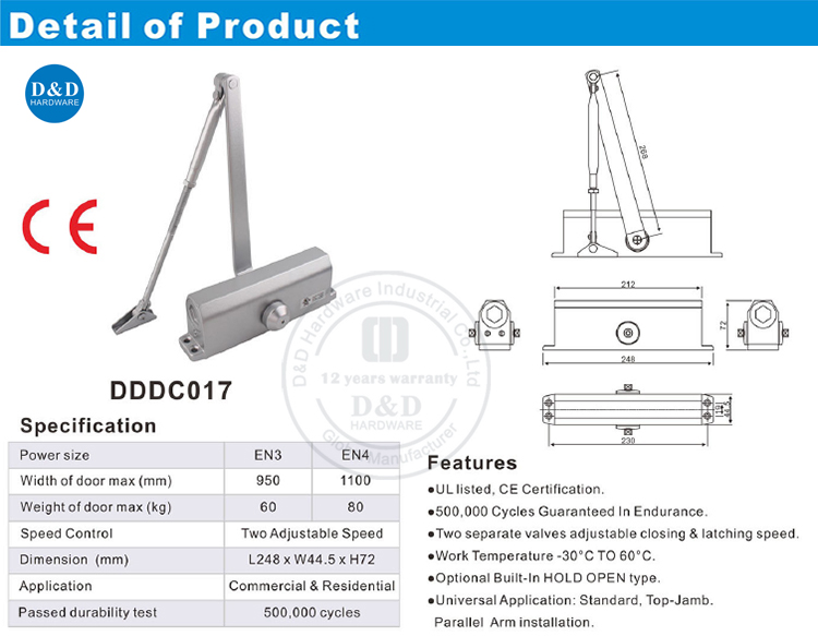 BS EN1154 PUERTA Closer-D&D Hardware
