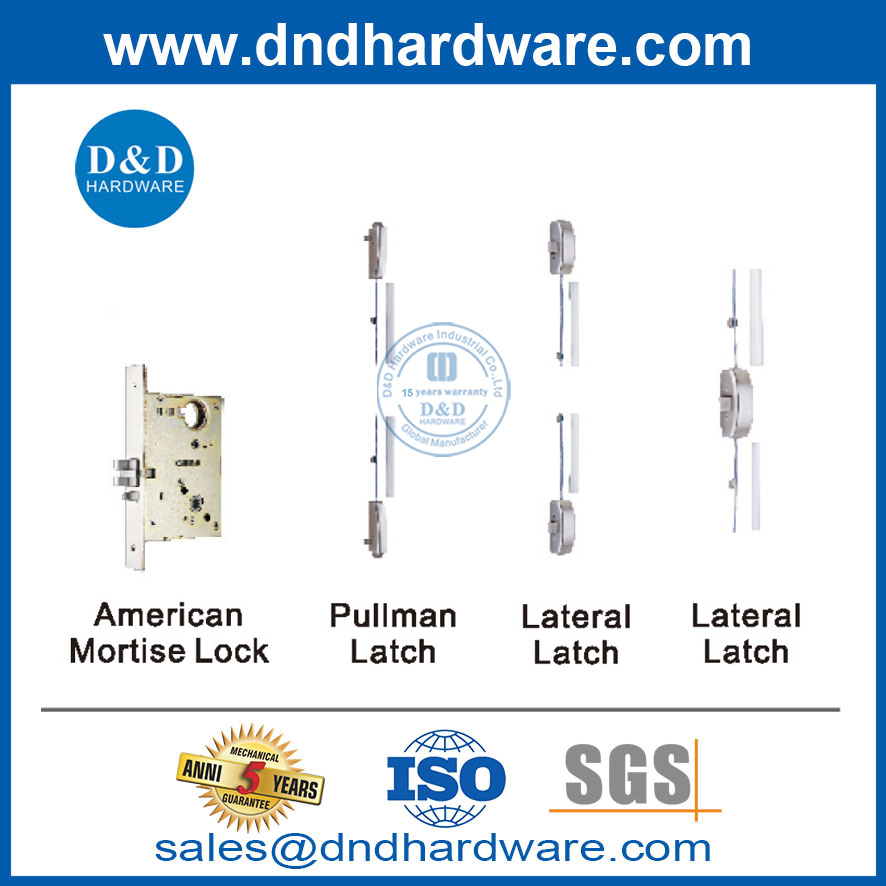 ประตูที่มีบาร์ตื่นตระหนกสแตนเลสและอลูมิเนียมประตูเชิงพาณิชย์ผลักบาร์ DDPD307