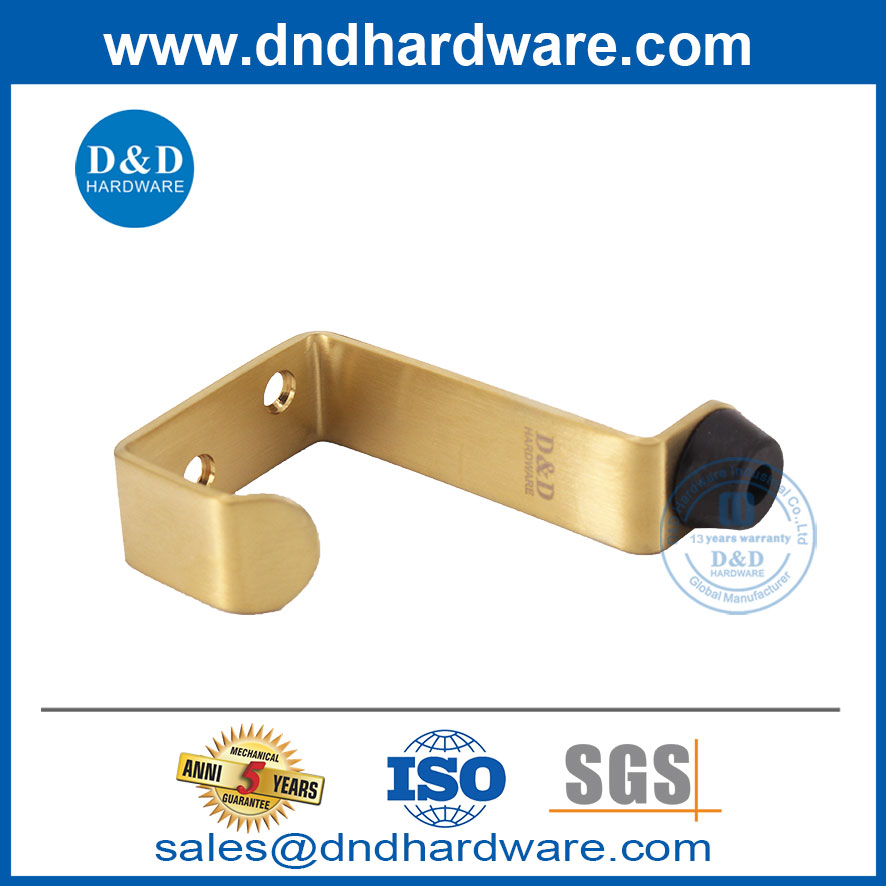 Satin Brass เกรด Sus304 ประตูจุกพร้อมเบ็ดเสื้อสำหรับห้องน้ำ DDDS024