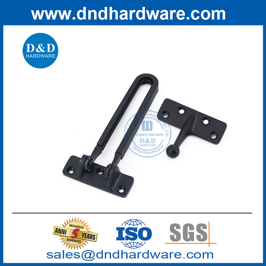 โลหะผสมสังกะสี Matt Black Apartment Door Guard Lock อุปกรณ์เสริม DDDG008