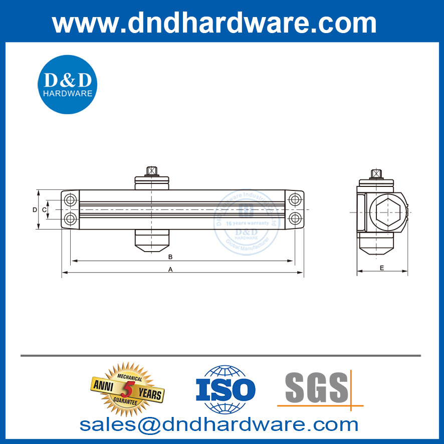 CE Standrd Door Hydraulic ใกล้อลูมิเนียมอัลลอยด์ประตูอัตโนมัติปิด DDDC046