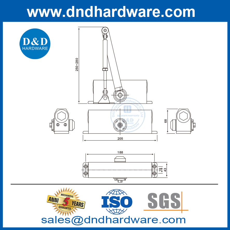 40-60 กิโลกรัมแบริ่งประตูด้านนอกปรับได้ใกล้เคียงกับ DDDC002