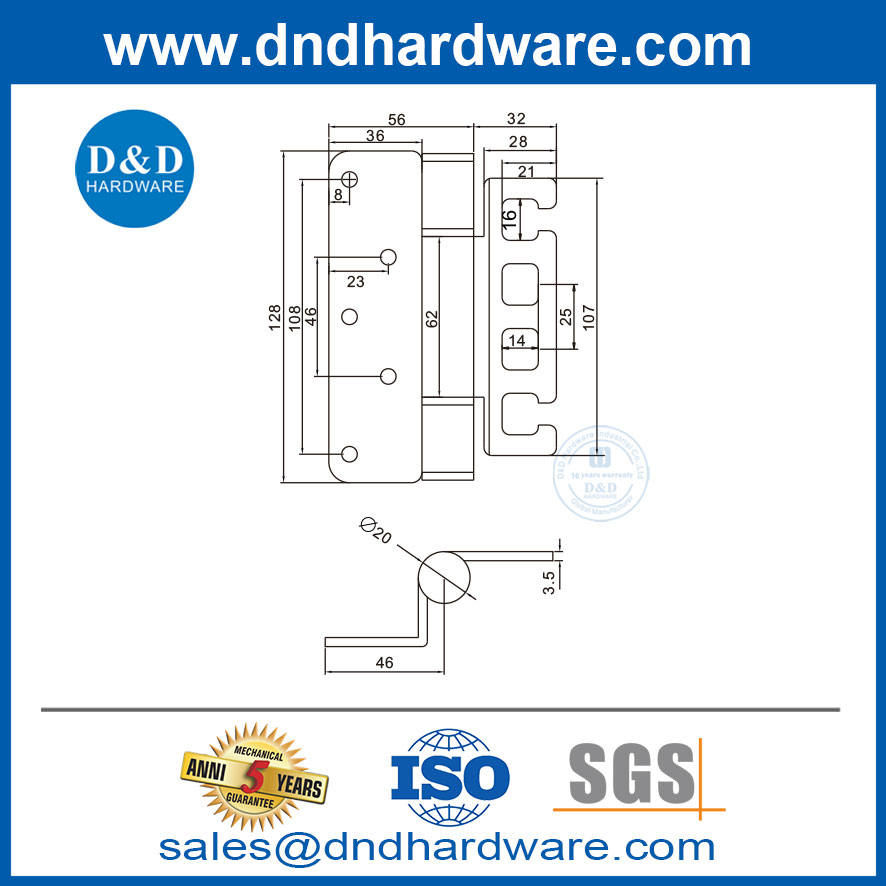 อุปกรณ์แขวนปรับบานพับสแตนเลสบานพับประตูปรับได้ DDSS064