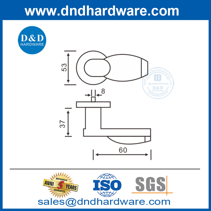สแตนเลสสตีลสไตล์ยูโรที่เป็นของแข็งระดับการค้าภายในมือจับประตู Knob-DDSH032