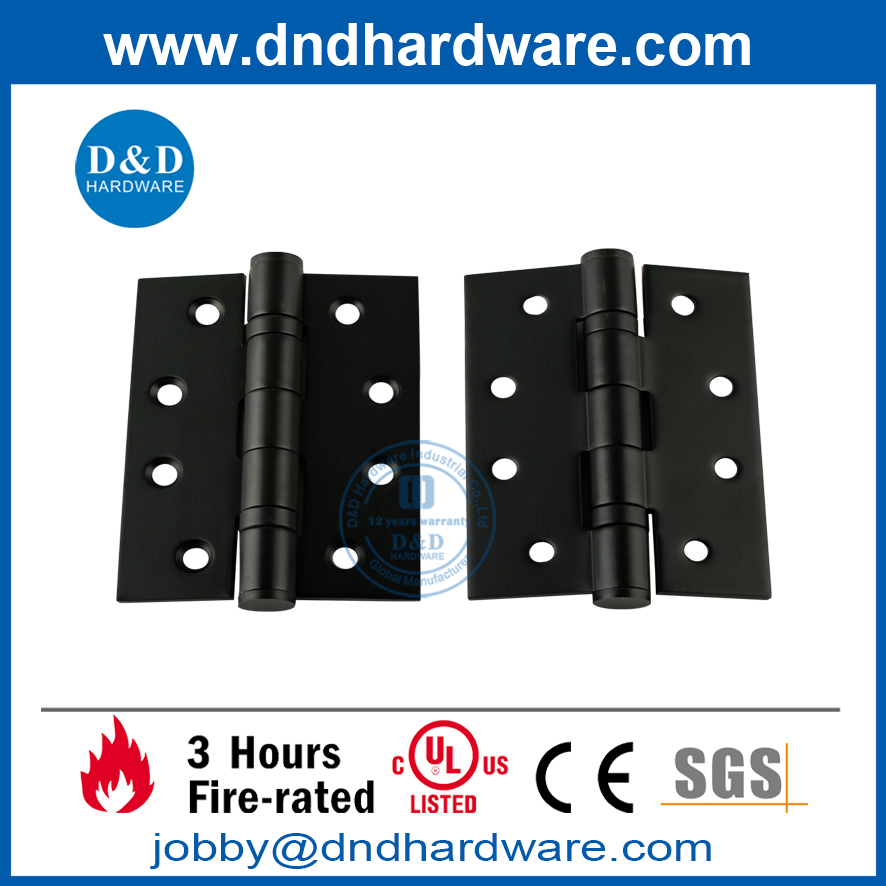 SS304 4x3x3.0mm Bisagra de puerta con acabado negro resistente al fuego para puerta de metal -DDSS001