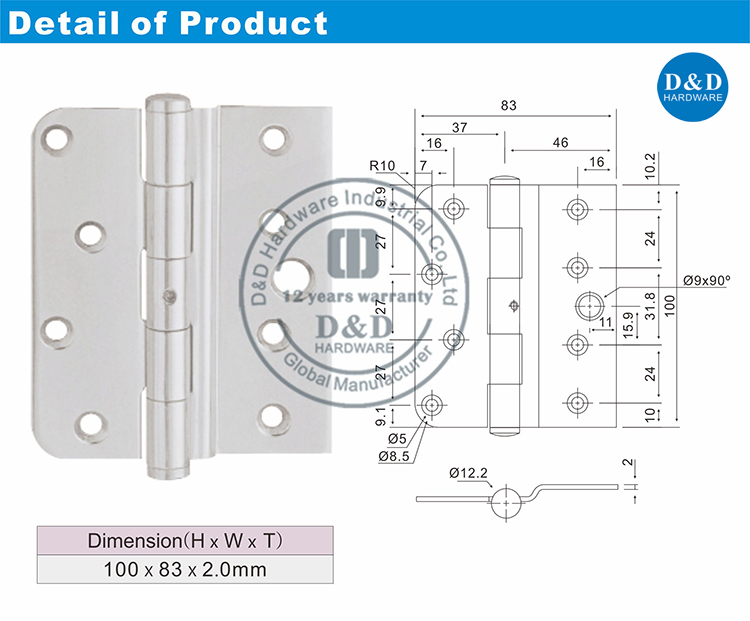 Hardware de aço inoxidável dobrador da manivela-ddss036-D & D