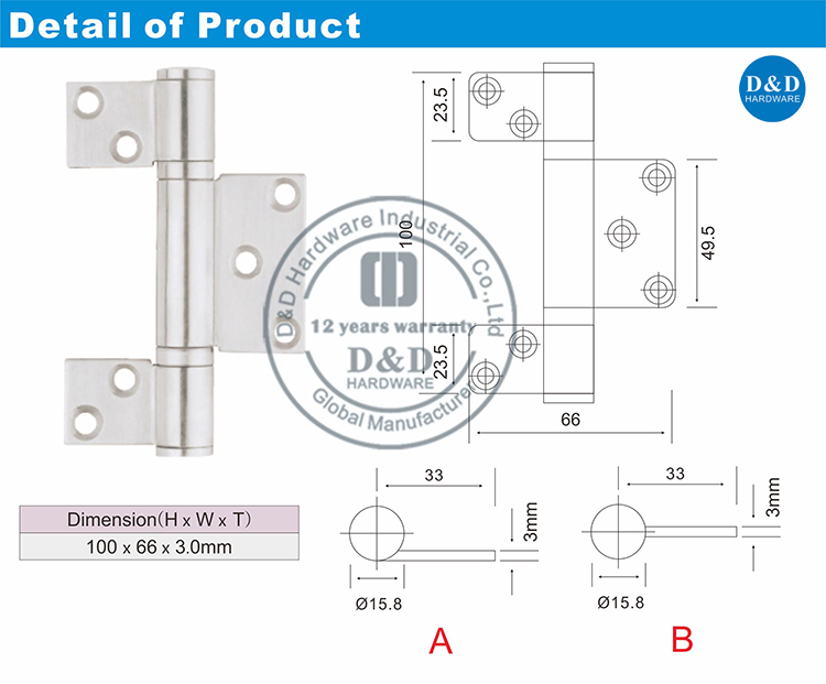 Hardware de Dobrador de Dobradiça de Fluding DDSS042-D & D