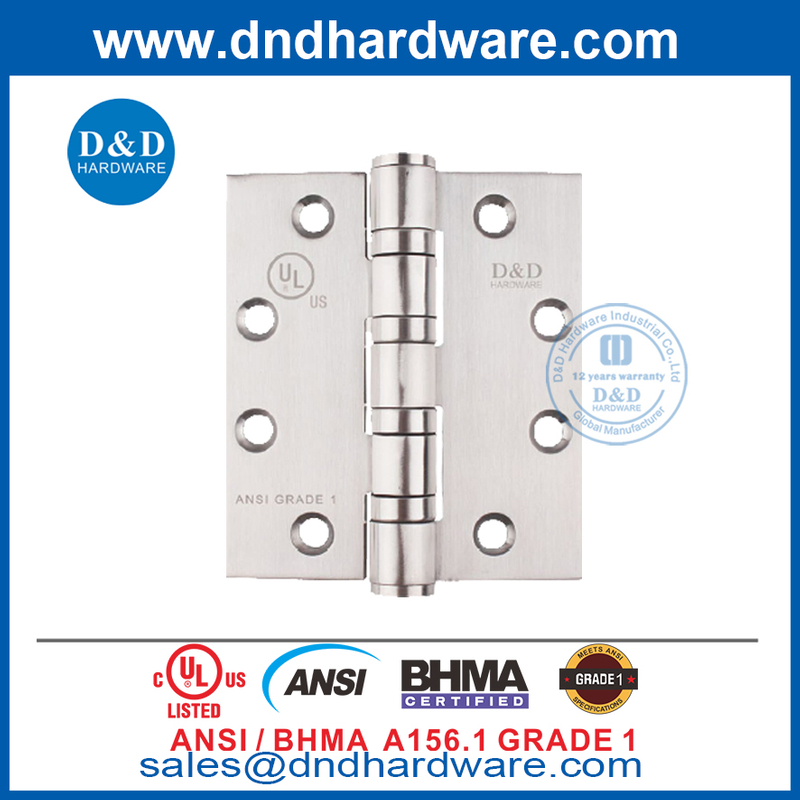 ANSI / BHMA UL GRAU 1 SS304 4BB Dobradiça de porta -4,5x4x4,6 mm