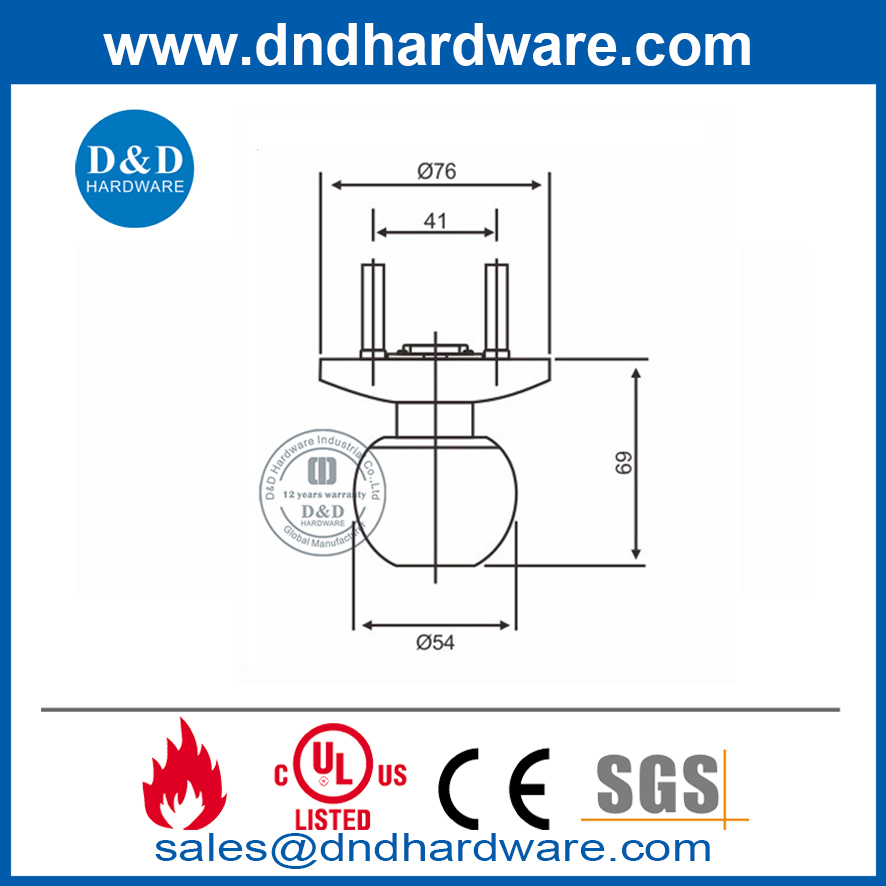 Trim do botão do dispositivo de saída de pânico de aço inoxidável-DDPD016