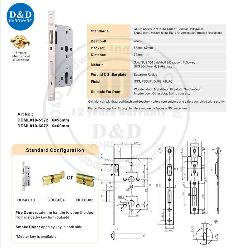 Hardware Lock-D & D de parafuso de rolos