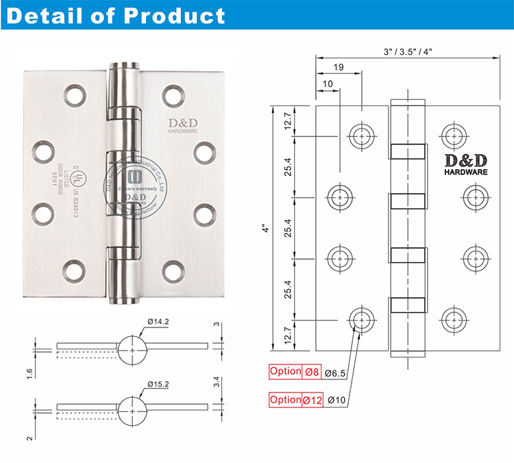 Hardware da porta da porta listada UL-DDSSS003-FR-D & D