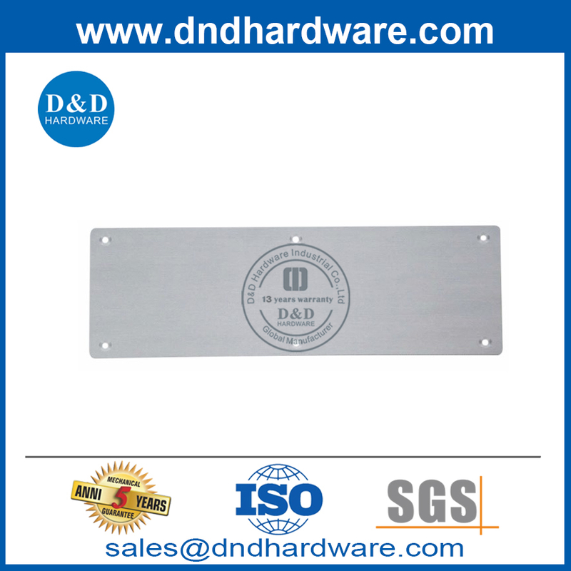 ความปลอดภัยสเตนเลสสตีลจานเตะสำหรับประตูไม้และโลหะ DDKP001