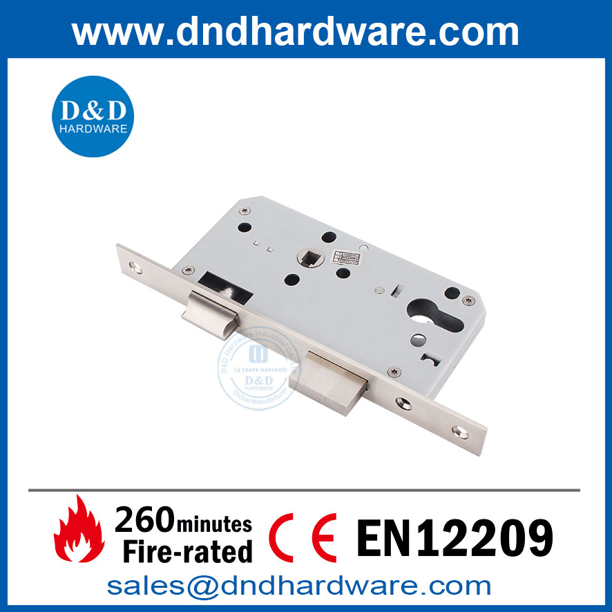 BS EN12209 Hardware ประตูที่ได้รับการจัดอันดับไฟล็อค SUS304 Mortise Lockset-DDML009 