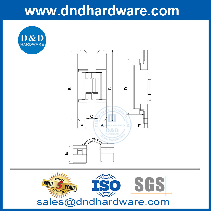 ประเภทของบานพับแบบซ่อนสแตนเลสแบบปรับได้ 3 มิติบานพับบานพับ Hinge-DDCH018