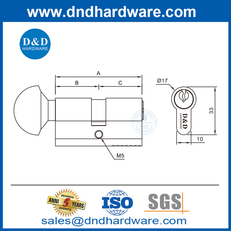 ซัพพลายเออร์ถังทองเหลือง SN Door Lock Cylinder พร้อมกระบอกสูบหลักและหลักคีย์ DDLC005