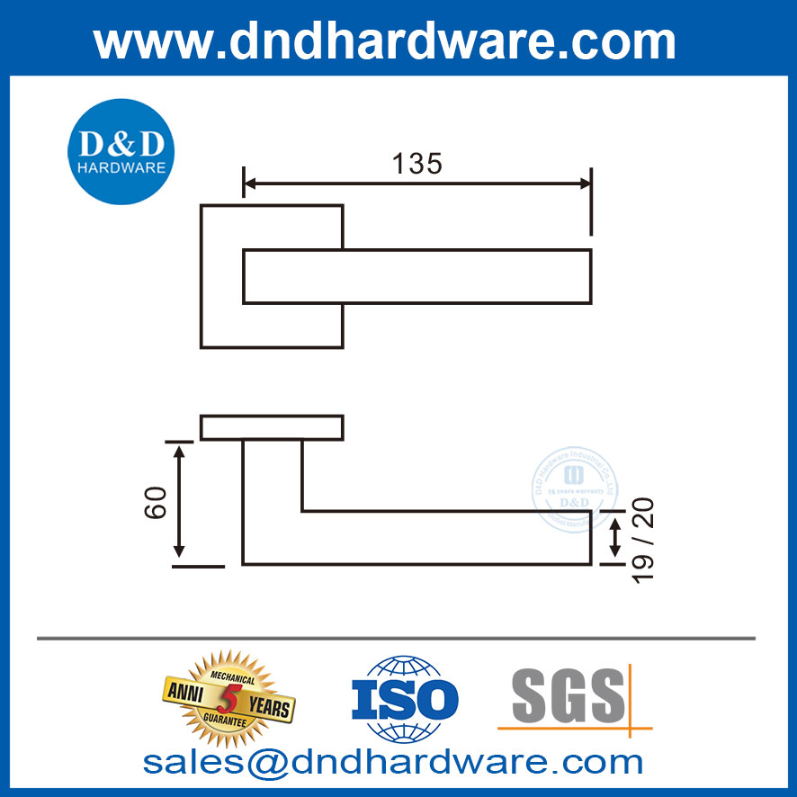 มือจับประตูฮาร์ดแวร์ขัดสแตนเลสสี่เหลี่ยมจัตุรัสประตูแฟนซีมือจับ DDTH019