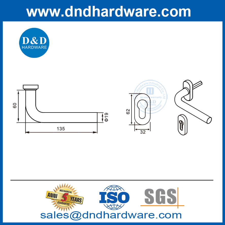 สแตนเลสสตีล 304 ท่อที่จับแผ่นแผงแคบสำหรับอลูมิเนียมประตู DDNH002
