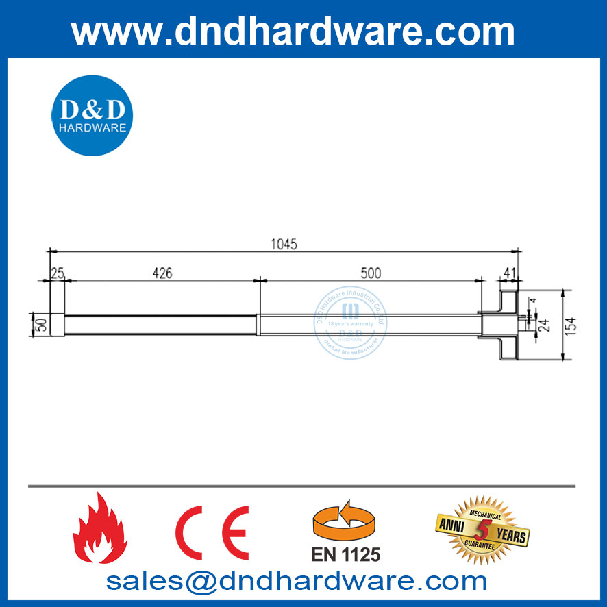 อุปกรณ์ทางออกประตูกดแถบล็อค CE EN1125 PANIC BARS สำหรับสองประตู DDPD025