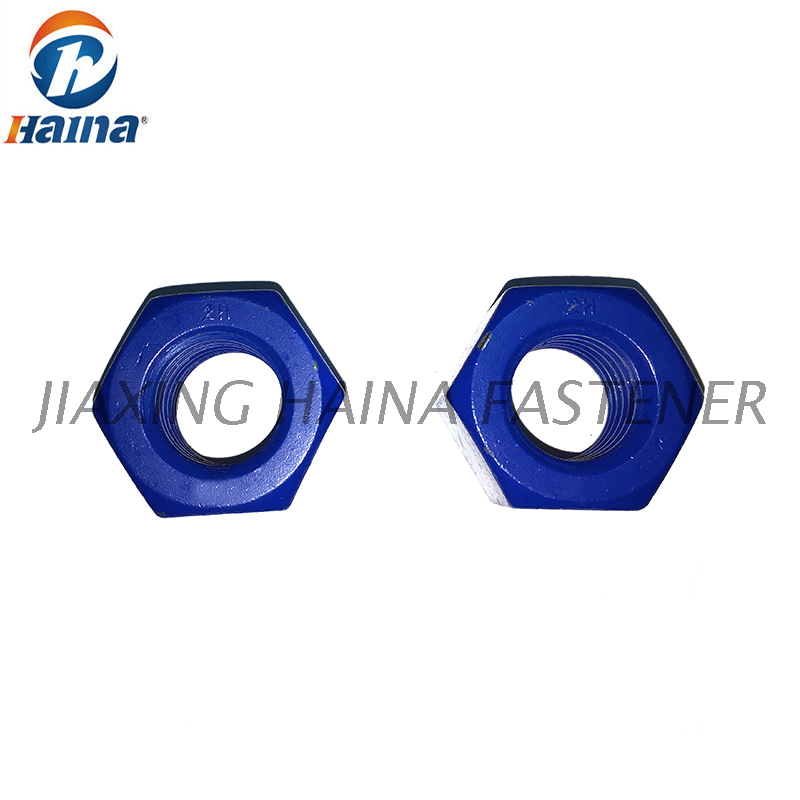 Tuerca pesada hexagonal azul PTFE de teflón grado 2H ASTM A194 