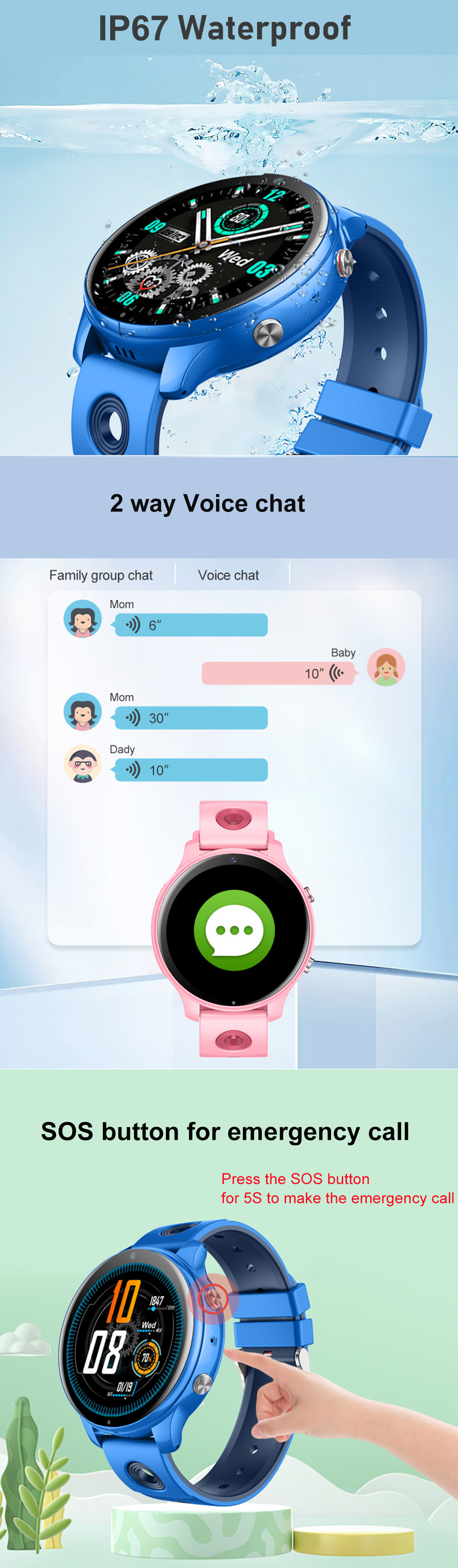Safe Round Screen 4G Kids GPS Tracker D42U Tracker GPS per bambini con schermo rotondo sicuro 4G D42U