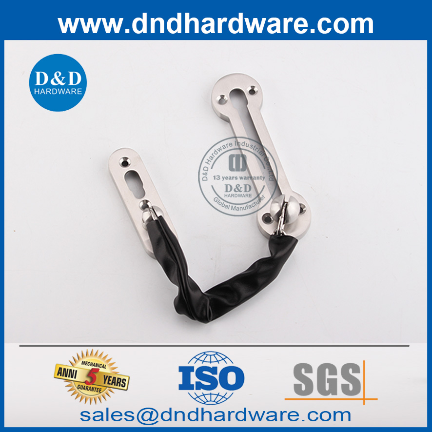 Trava de corrente de segurança para porta deslizante de aço inoxidável prateado sólido-DDDG003