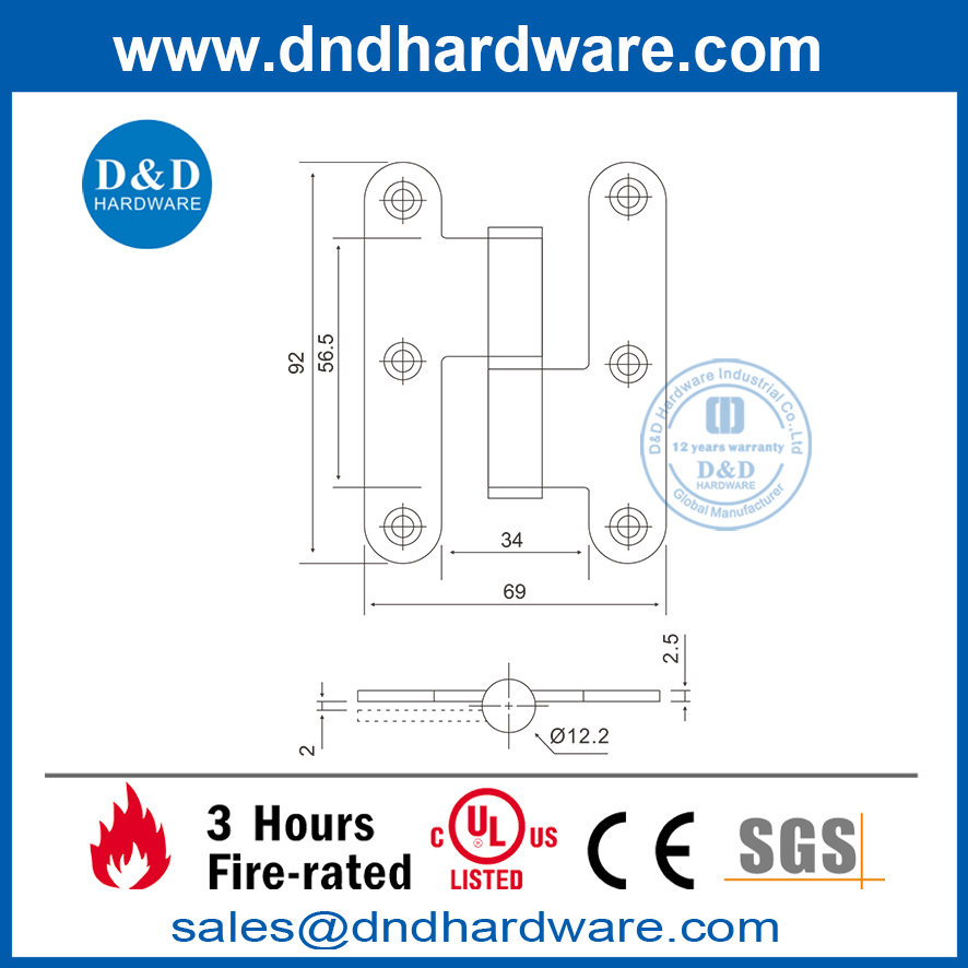 Hot Sale Stainless Steel Round Corner H Engsel-DDSS019