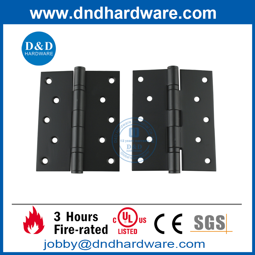SS304 5x4x3,0 mm resistente al fuego acabado negro 2 bisagras de puerta con rodamiento de bolas para puerta de madera -DDSS005