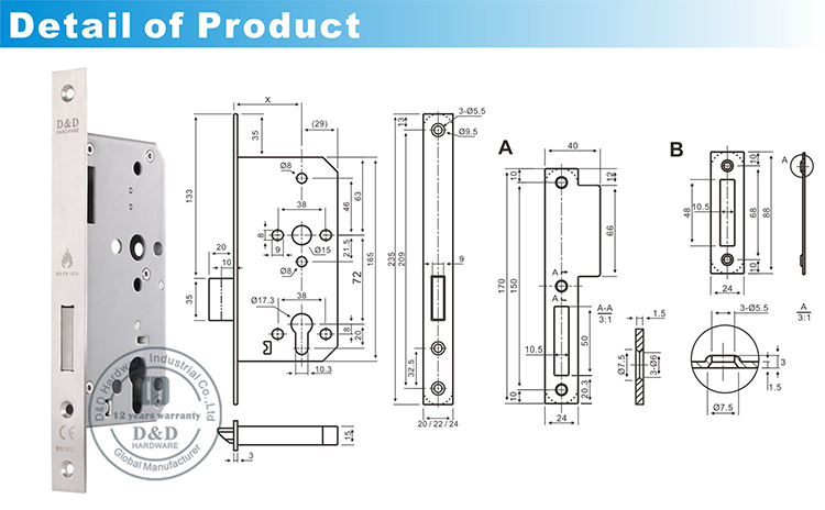 BS EN12209 Deadbolt Lock-DDML013-D & D hardware