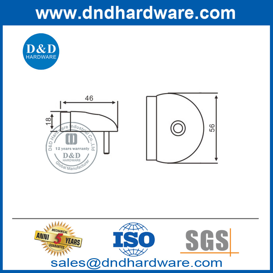 Novo batente de porta de segurança residencial de borracha de aço inoxidável contemporâneo-DDDS014